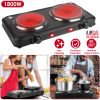 1800W Electric Infrared Dual Burner Portable Heating Hot Plate Stove Countertop RV Hotplate with 7.5” & 6.3” Glass Cooktop Stepless Temperature Adjust