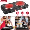 1800W Electric Infrared Dual Burner Portable Heating Hot Plate Stove Countertop RV Hotplate with 7.5” & 6.3” Glass Cooktop Stepless Temperature Adjust