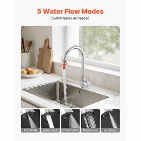 kiFaucet Aerator, 360Â° Swivel Kitchen Sink Aerator, 5-Function 5-Flow Sink Sprayer Attachment