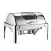 Roll Top Chafing Dish Buffet Complete Set, 9 Qt 1 Pack Stainless Steel Chafer with 2 Half Size Pans