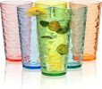 20-ounce Plastic Tumblers, Acrylic Drinking Glasses High-Balls, set of 6 Multicolor Reusable Plastic Cups, Stackable, Free, Shatter-Proof