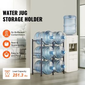 3 Tiers Water Jug Holder, 5 Gallon Water Bottle Holder, Double Row Water Bottle Rack for 6 Bottles, Heavy Duty Water Jug Rack for Kitchen, Office
