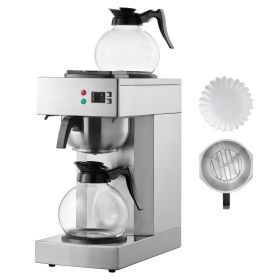 12 Cups Commercial Drip Coffee Maker, Coffee Maker Machine with 2 Glass Carafes and 2 Warmer Plates
