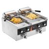 Commercial Deep Fryer, Dual Tank 3500W Electric Countertop Fryer, 2 x 9Qt / 8.5L Double Oil Fryer with 2 Baskets, 1mm Thickened Stainless Steel