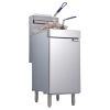 Commercial Deep Fryer, 3-Burner Fryer for Restaurants, Stainless Steel Floor Standing Deep Fryers with Dual Baskets and Adjustable Temperature