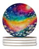 Colorful Daisies Large Sandstone Coasters Pack of 4 Absorbent Round Coasters Decor Gifts for Men or Women, 4 in, Multicolor