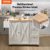 Kitchen Island Cart with Solid Wood Top, 45.3" Width Mobile Carts with Storage Cabinet, Rolling Kitchen Table with Spice Rack, Towel Rack
