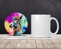 Hippie Animal Donkey Large Sandstone Coasters Pack of 4 Absorbent Round Coasters Decor Gifts for Men or Women, 4 in, Multicolor