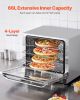 Commercial Countertop Oven, 66L 4-Tier Toaster Oven, 2800W Electric Baking Oven with Tempered Glass Door, Wire Racks Clip Tray Gloves