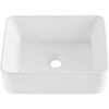 Rectangle Vessel Sink, 16" x 12" Bathroom Vessel Sink Countertop, White Ceramic Bathroom Sinks Above Counter, Modern Style, Bright and Elegant