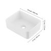 Rectangle Vessel Sink, 16" x 12" Bathroom Vessel Sink Countertop, White Ceramic Bathroom Sinks Above Counter, Modern Style, Bright and Elegant