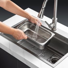 8 Pack Hotel Pans, 1/3 Size Anti-Jam Steam Pan With Lid, 0.8mm Thick Stainless Steel Steam Table Pan, 6-Inch Deep Commercial Table Pan, Catering (Option: Natural)