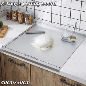 Stainless Steel Cutting Board with Lip for Kitchen Chopping Boards for Countertop Large Metal Cutting Board over Sink Suitable for Meat Fruits Vegetab (size: Z-Shape 40cmÃ—50cm)