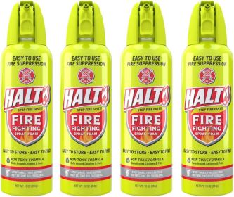HALT! Handheld Fire Fighting Foam Spray â€“ Non-Toxic, Easy to Use, Store, and Find in Emergency â€“ Compact & Portable â€“ Ideal for Home, Kitchen (size: 4 Pack)