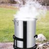 30QT Propane Turkey Fryer Set Silver Aluminum Pot with Black Round Iron Stand Outdoor Gas Deep Fryer Kit for Frying Turkey Seafood and Boiling Crawfis