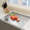 Stainless Steel Cutting Board with Lip for Kitchen Chopping Boards for Countertop Large Metal Cutting Board over Sink Suitable for Meat Fruits Vegetab