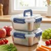 Yakimoto 2/4/6/8/10 PCS Extra-Large Stainless Steel Food Storage Containers With Blue Lids - Deep Design, Airtight Seal